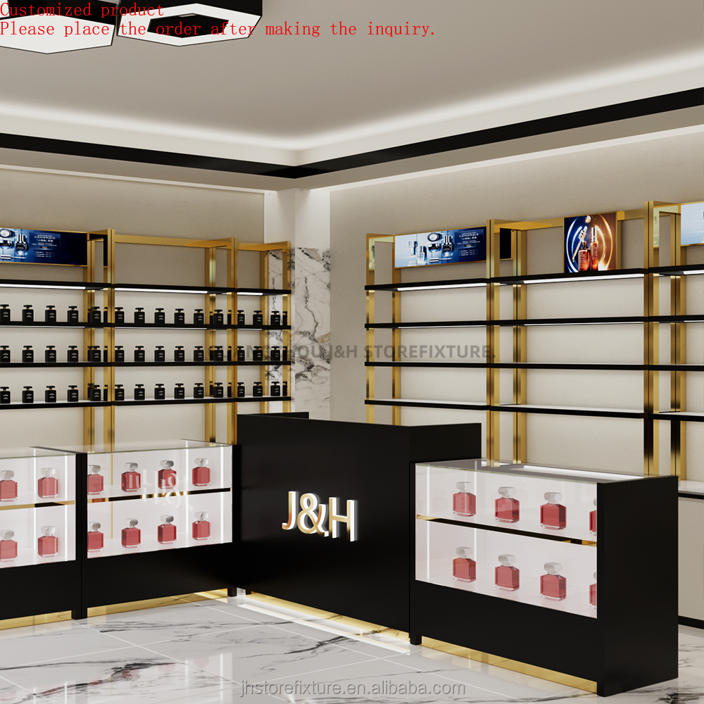 Luxury Skincare Shop - 高級化粧品店インテリアデザインソリューション、カスタムメイクアップ香水ショップ什器、スキンケア美容製品ディスプレイ家具