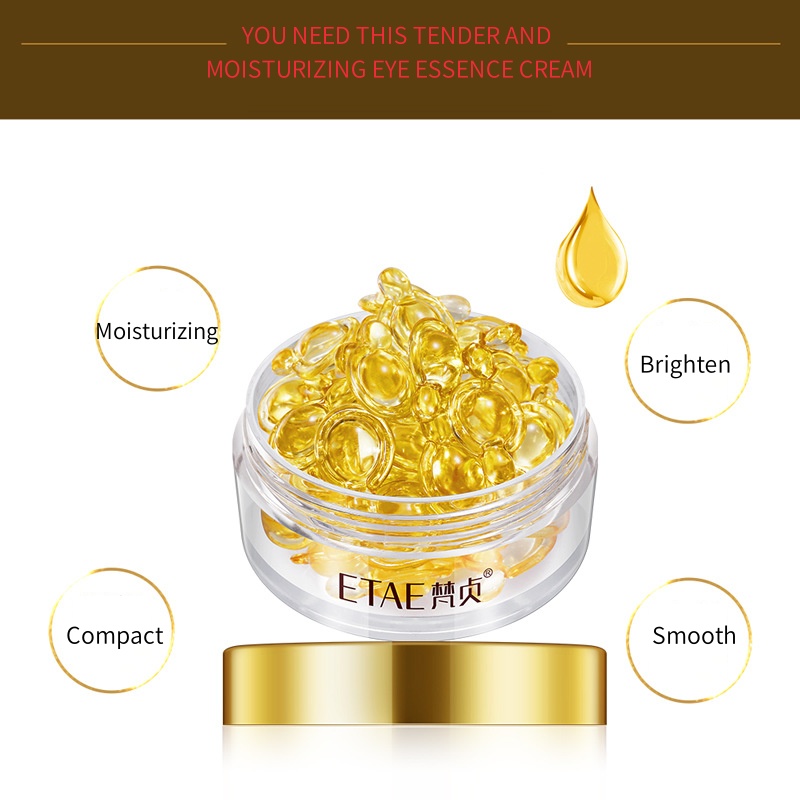 Placenta Extract Serum - 0.25g×30カプセルのアイエッセンス、プラセンタエキス、酵母エキス、ビタミンEなどの成分配合、目元の肌に潤いを与え、保湿し、その外観とハリを高め、アルコールフリー、女性のための毎日のアイケアに。 カプセル入りで、清潔で衛生的、一度に1カプセルずつ、持ち運びが簡単、自宅でも旅行時でも使用可能。