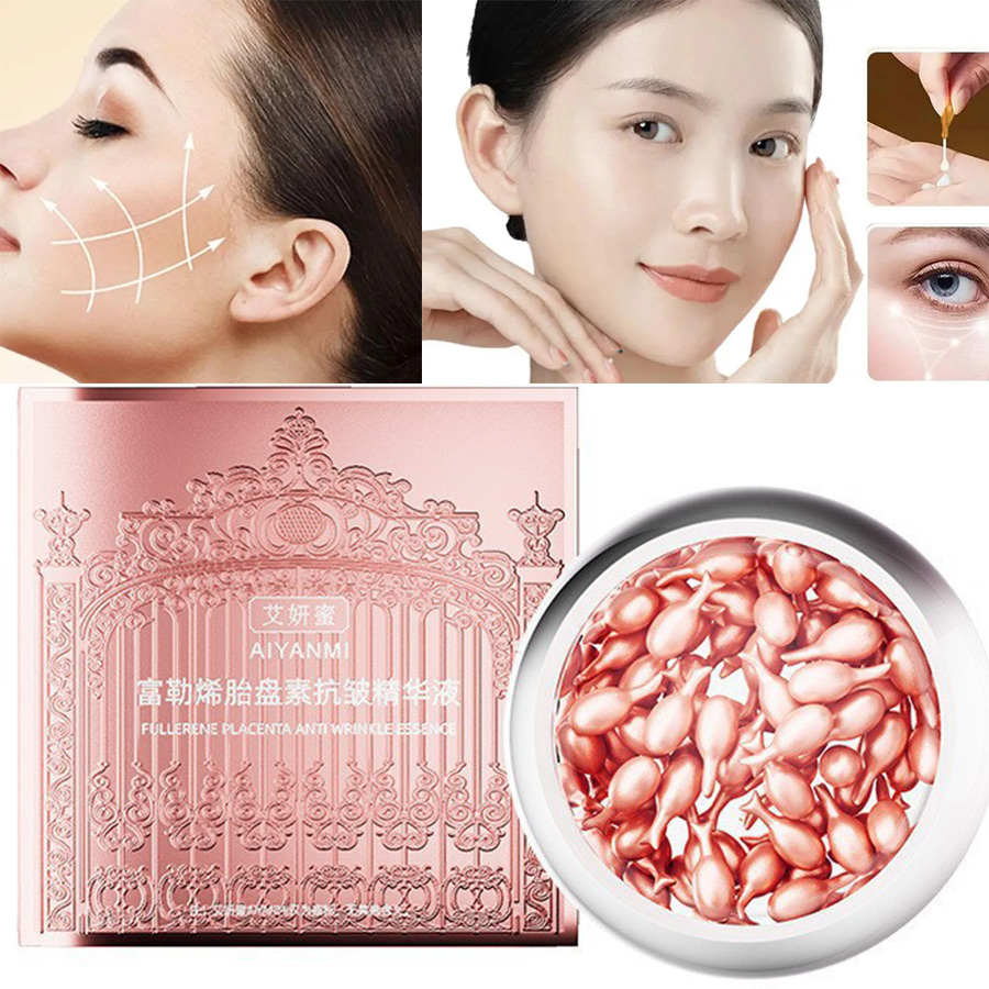 Placenta Extract Serum - 30 カプセルフラーレンプラセンタエッセンスコラーゲン顔血清液体顔保湿明るく抗酸化肌の若返り