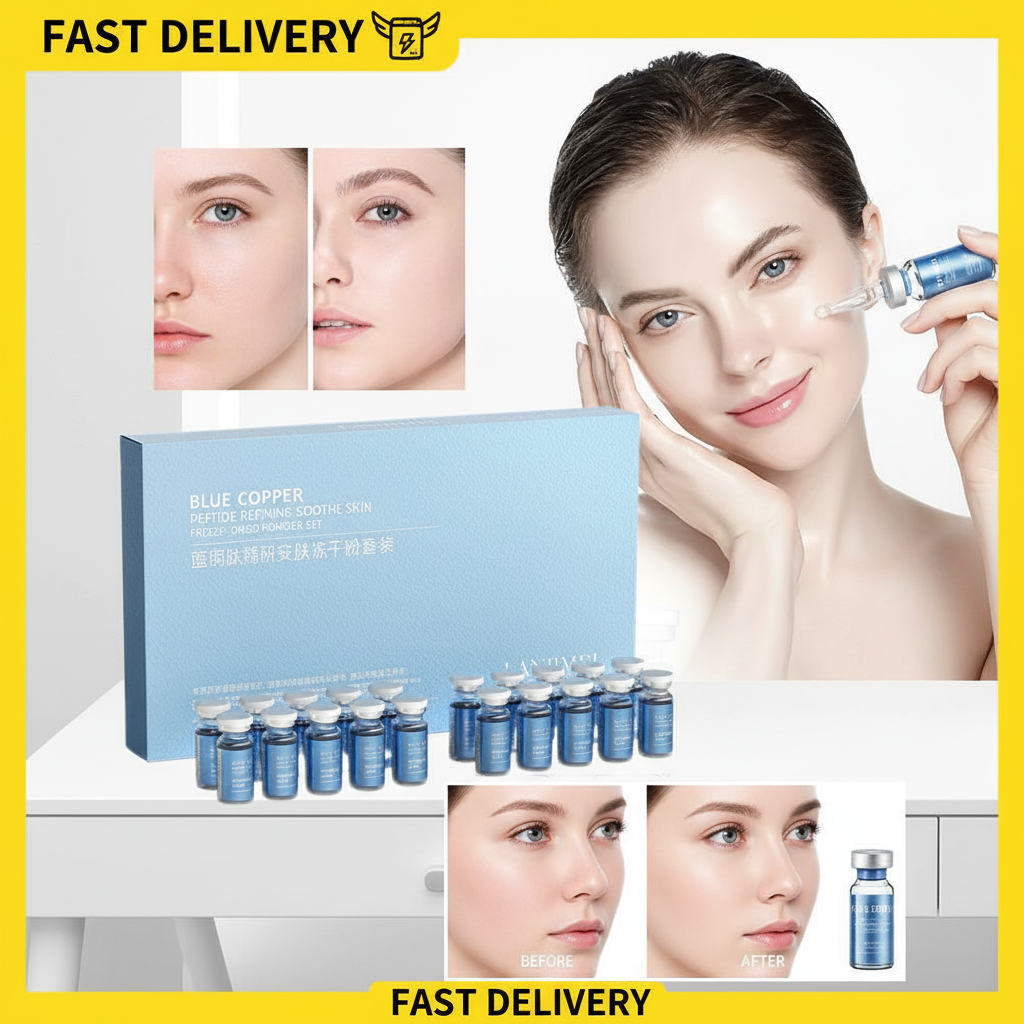 Oligopeptide Wrinkle - 1/2BOX ブルーカッパーペプチドフリーズドライパウダーセット オリゴペプチドアンチリンクルエッセンス 毛穴縮小 ニキビ治療 スキンケアセラム